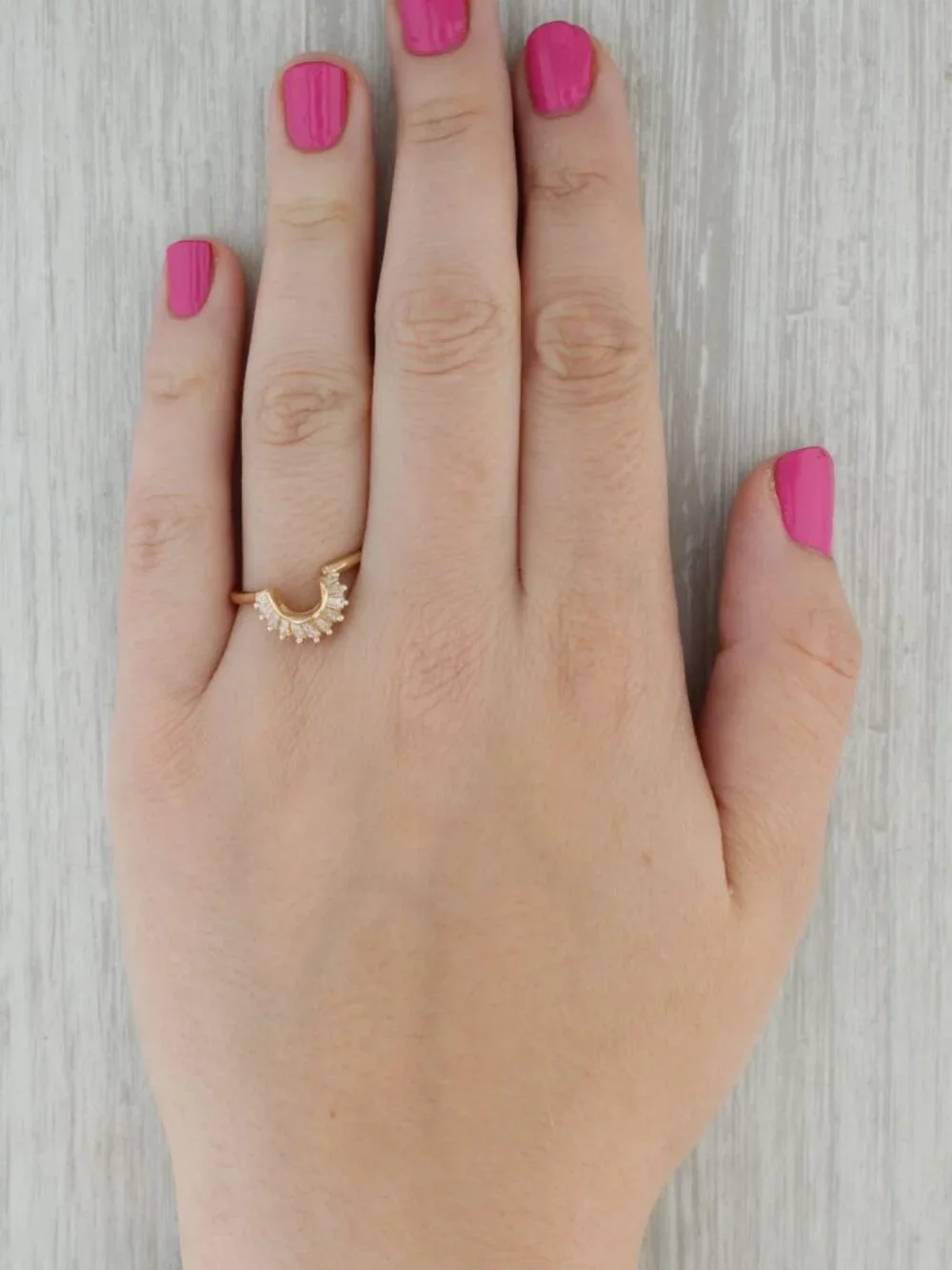 0.43ctw Diamond Baguette Ring Guard Enhancer 14k Yellow Gold Sz 10.25 Wedding